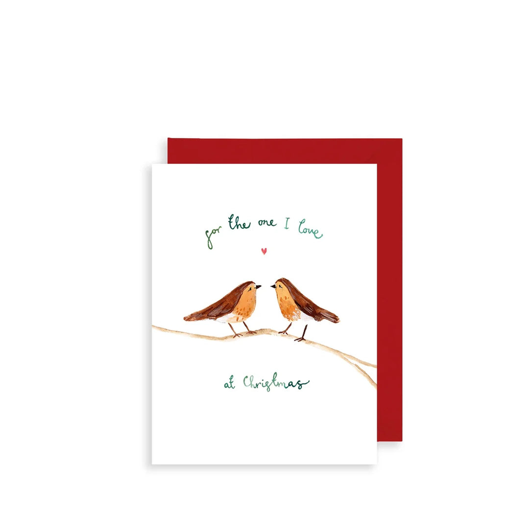 For the One I Love at Christmas Robins Mini Card