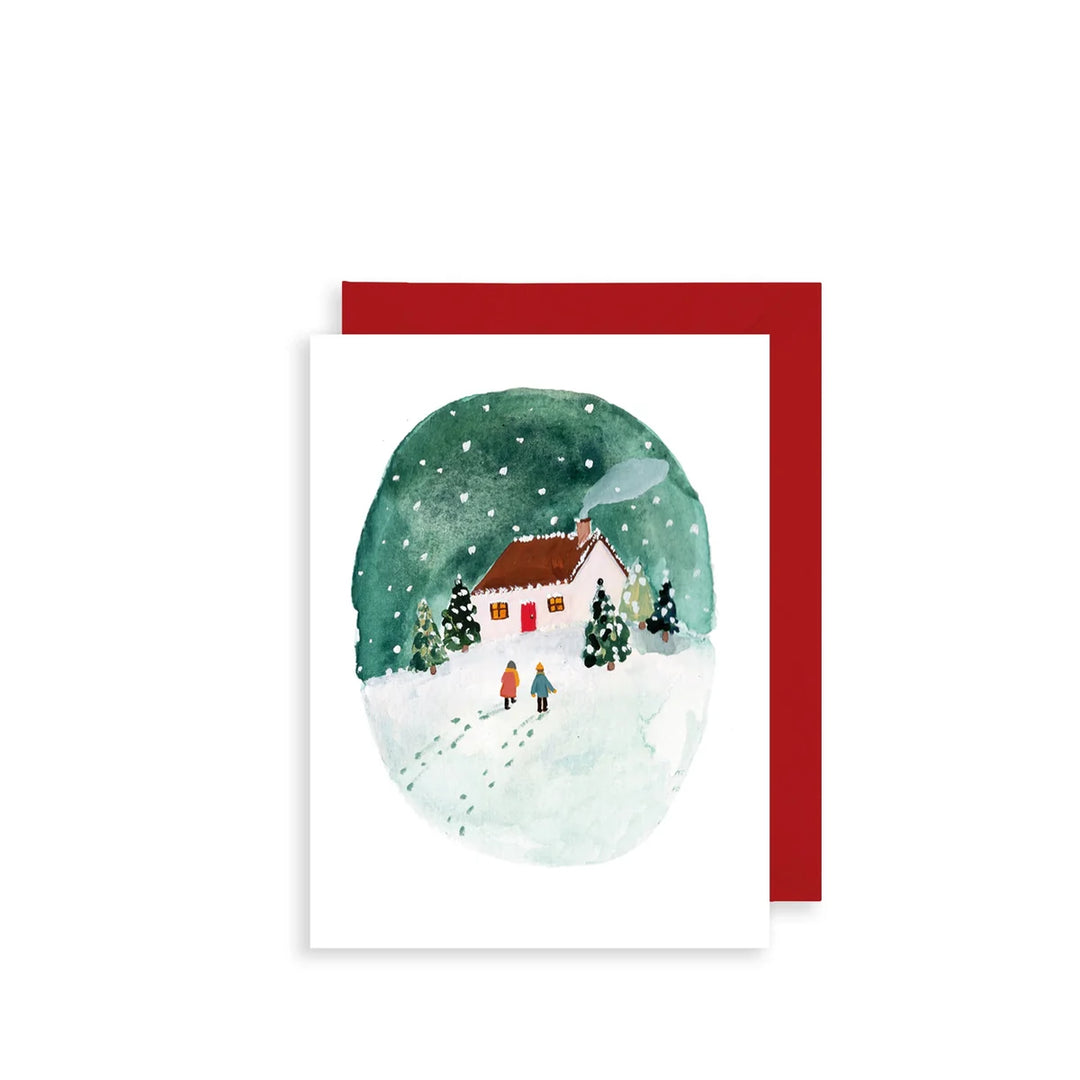 Snowy Winter House Scene Mini Christmas Card