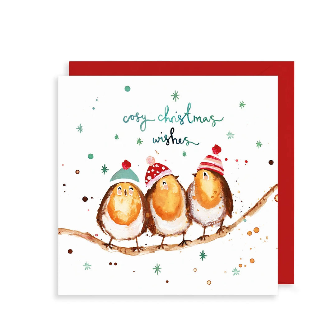 Cosy Christmas Wishes Robins Card