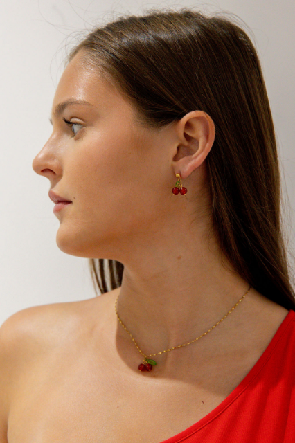 Gold Cherry Pendant Necklace