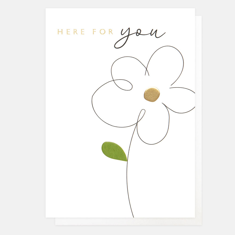Caroline Gardner "Here For You Daisy" greeting card featuring a cheerful daisy design, perfect for sending thoughtful messages.