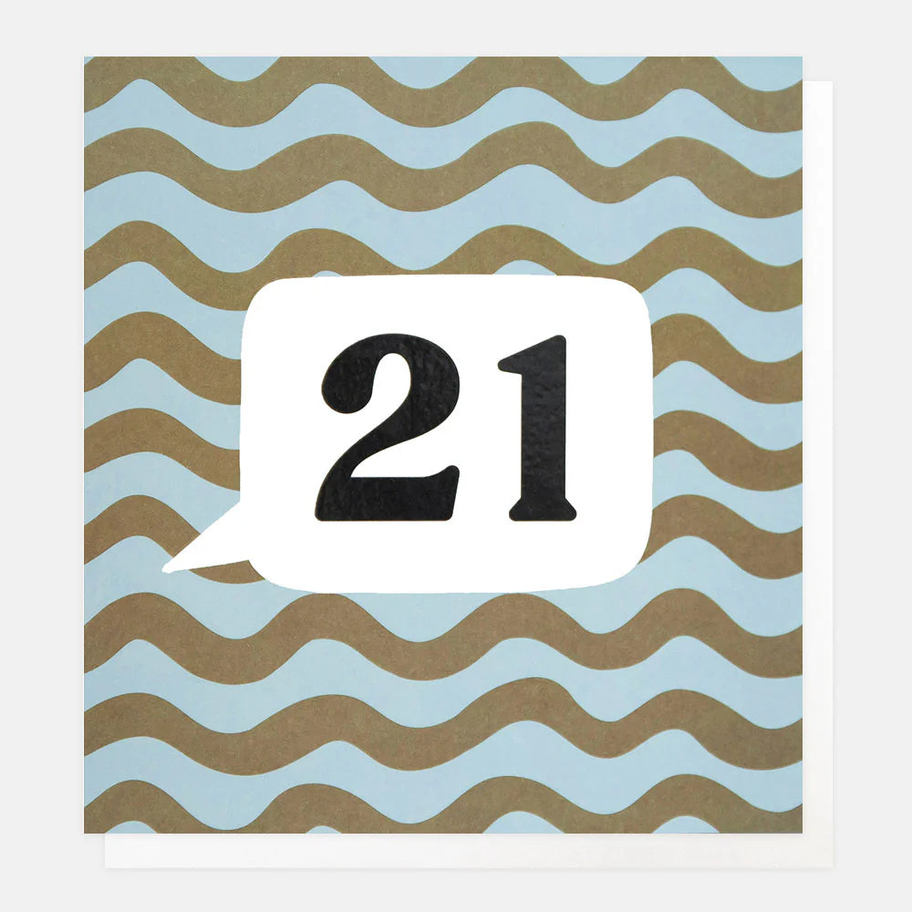 Age 21 Wavy Green/Blue Stripe Card