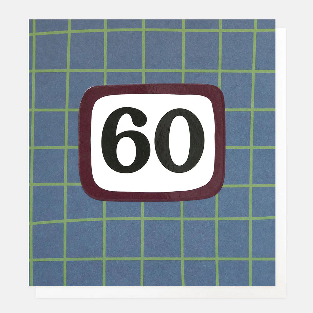 Caroline Gardner Age 60 line grid print on paper with colorful geometric design, ideal for home decor or gift wrapping.