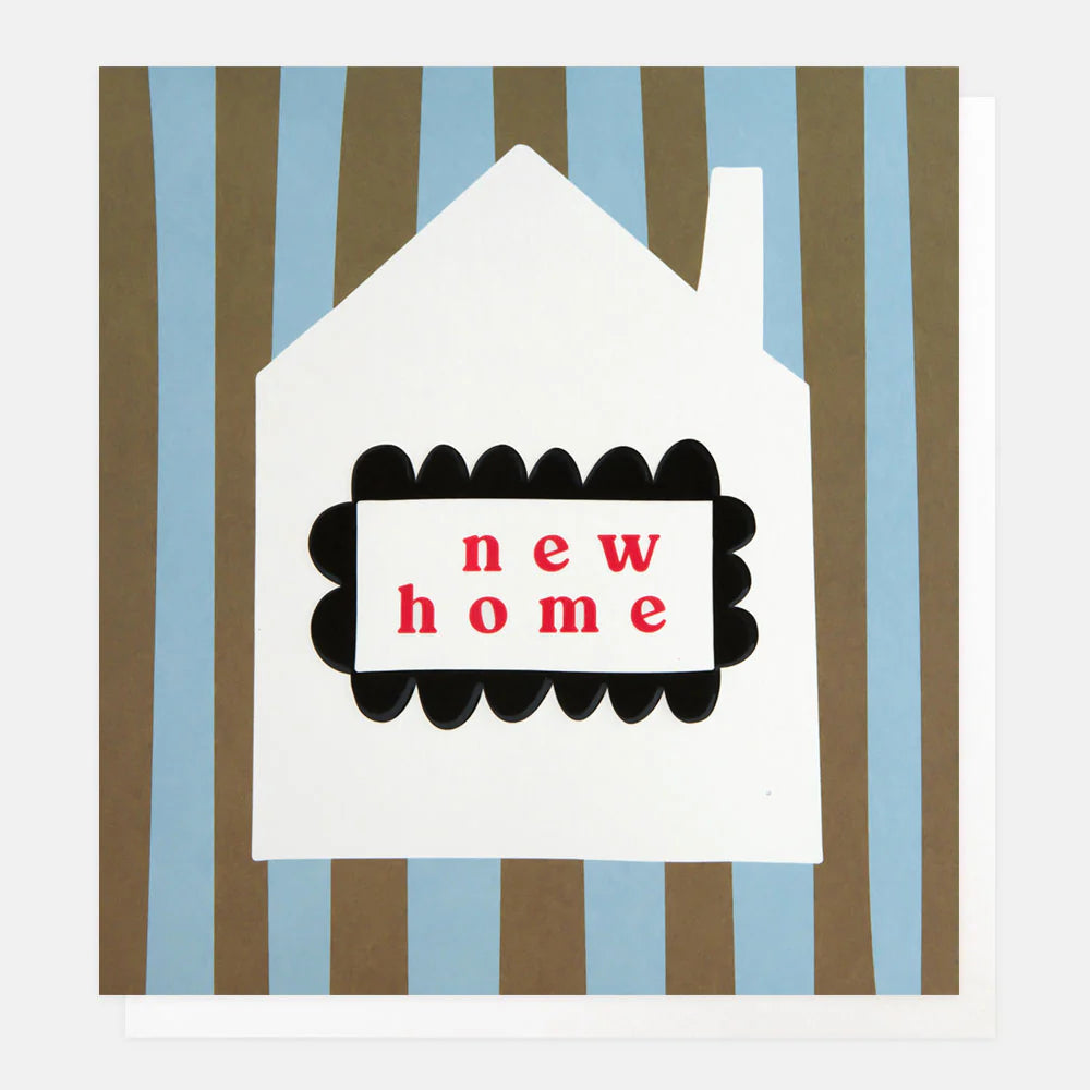 Blue and khaki striped house card by Caroline Gardner, perfect for new home or housewarming occasions.