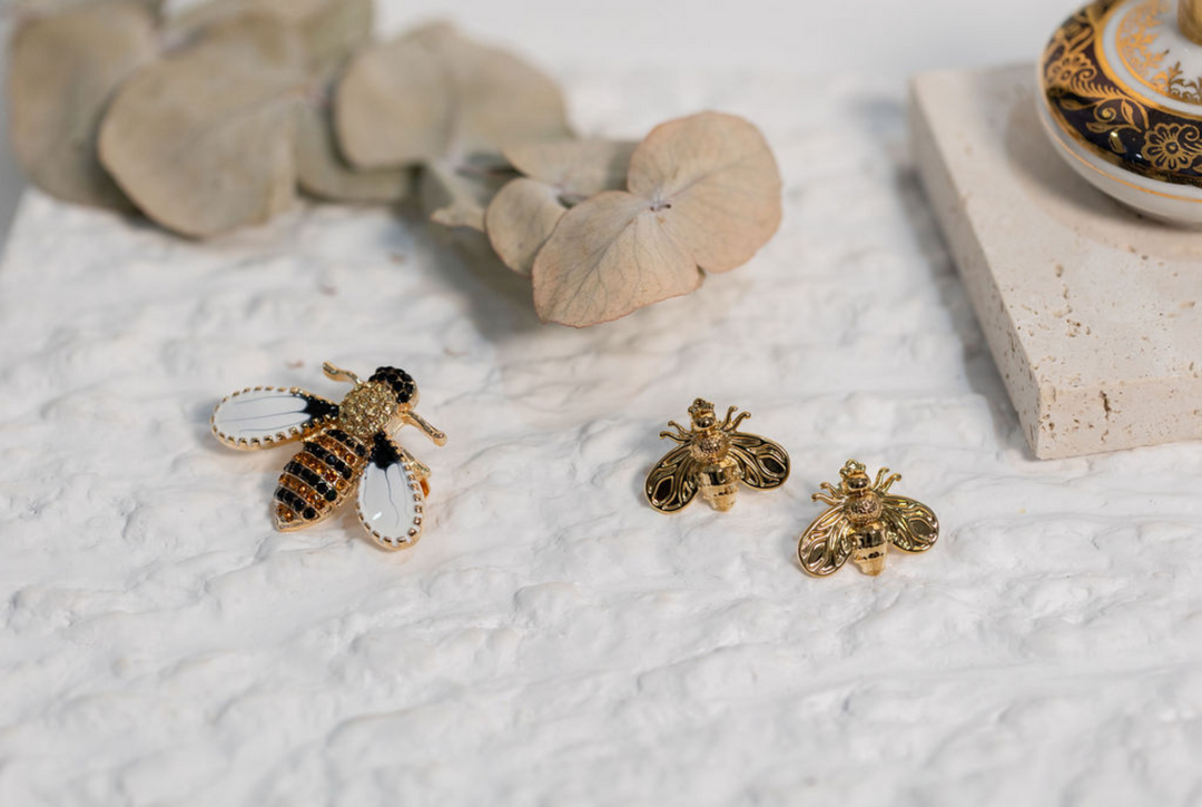 Amber &amp; Black Wasp Brooch