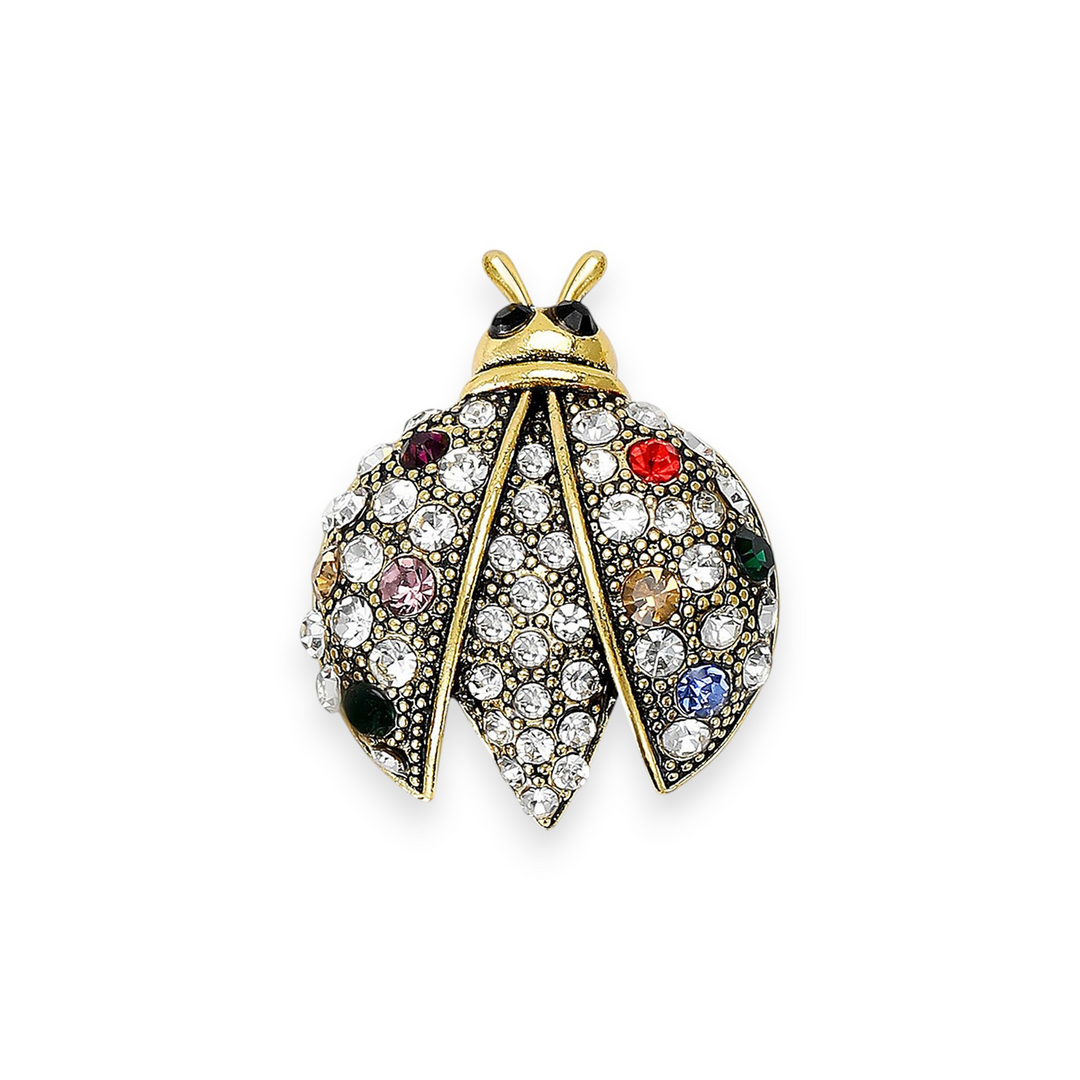 Gold Ladybird Brooch – Multi Colour