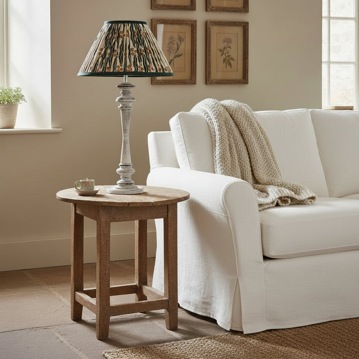Wash Wood Table Lamp with Ikat Shade