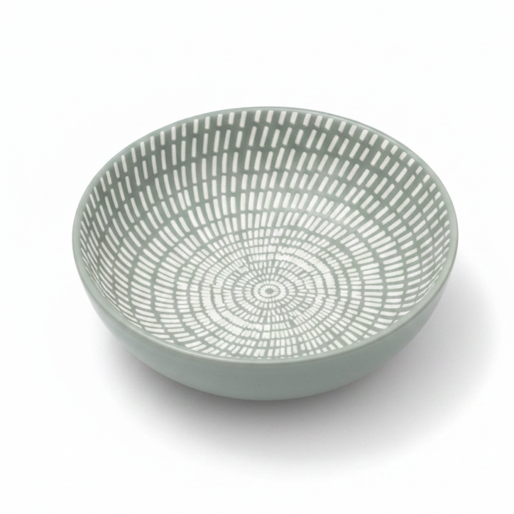 Large Porcelain Dash Round Trinket Dish - Grey