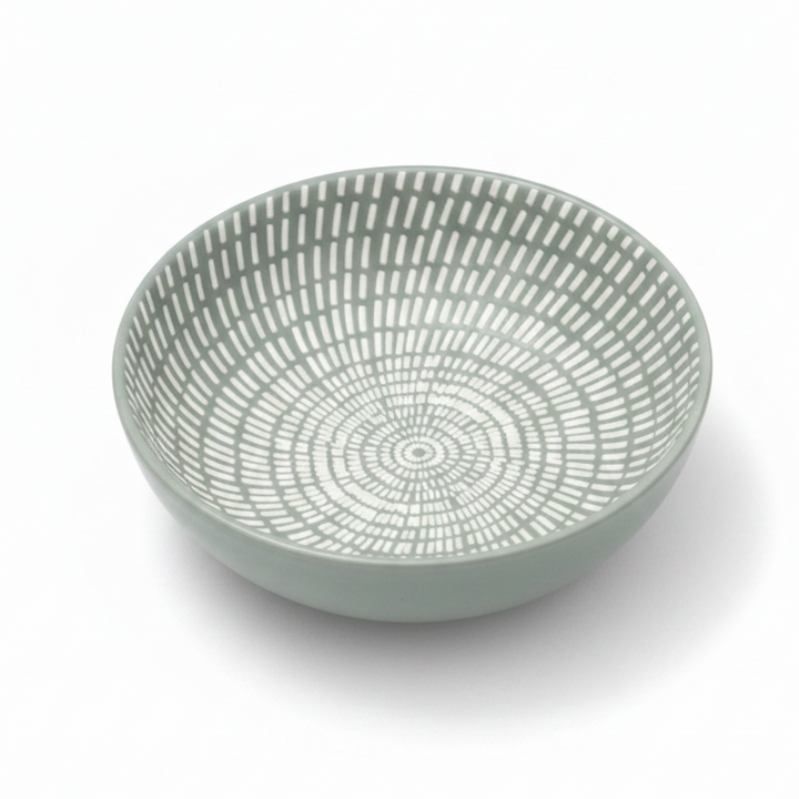 Large Porcelain Dash Round Trinket Dish - Grey