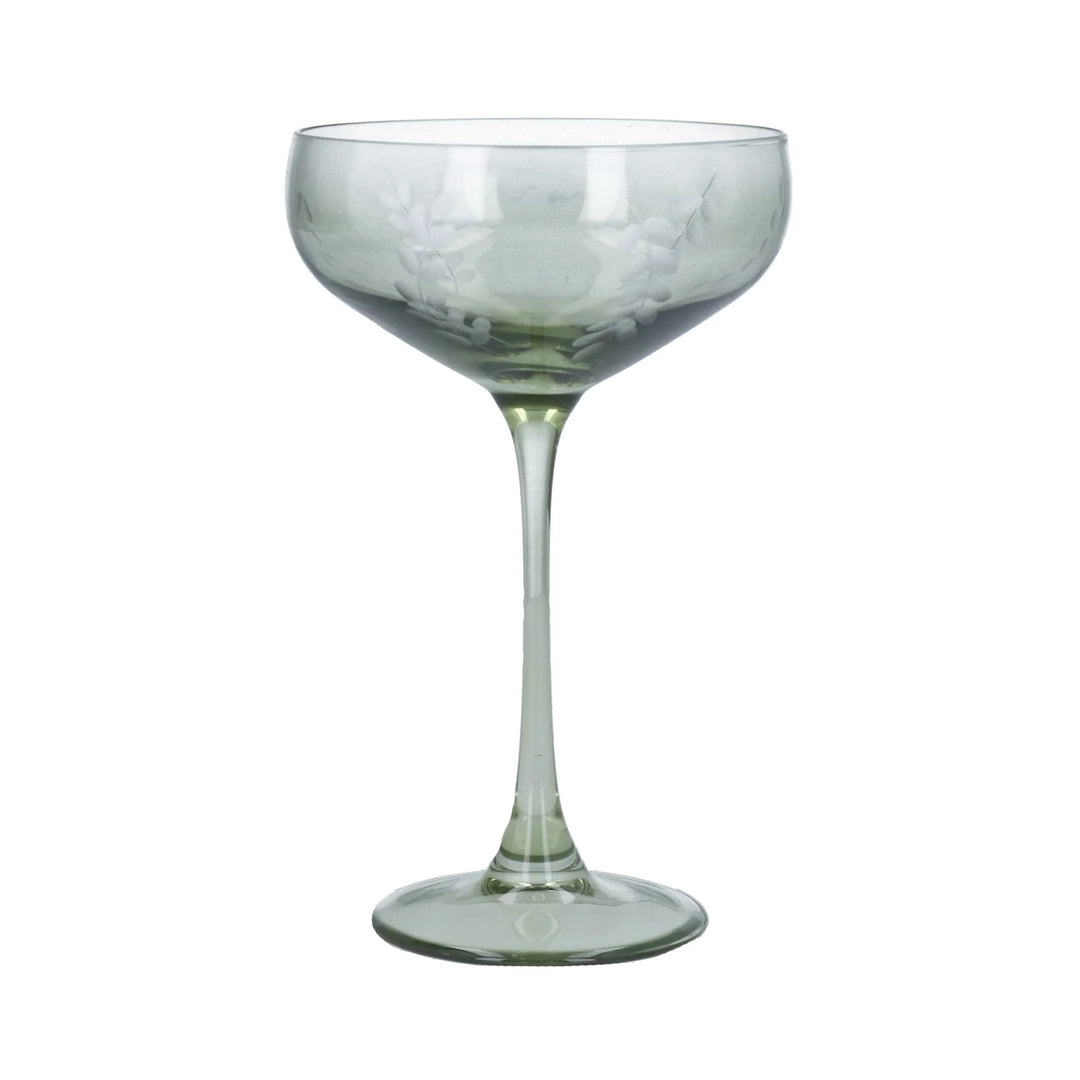 Leaf Garland Coupe  - Green Glass