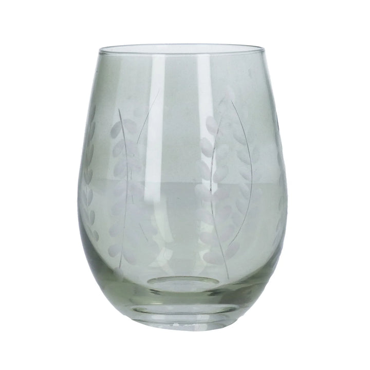 Leaf Garland Tumbler - Green Glass