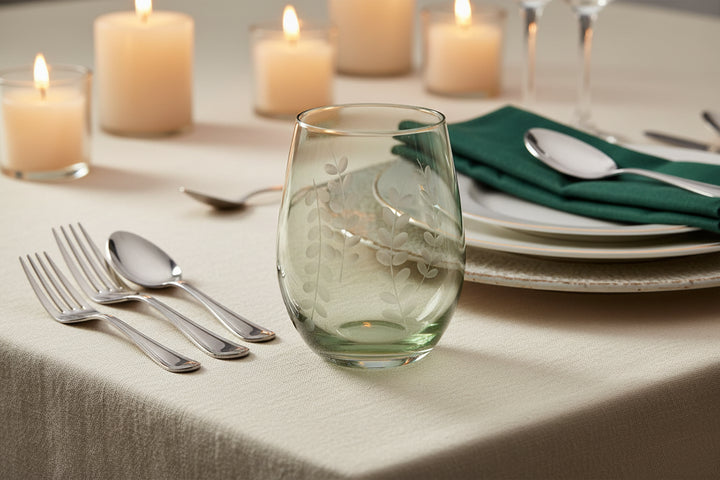 Leaf Garland Tumbler - Green Glass