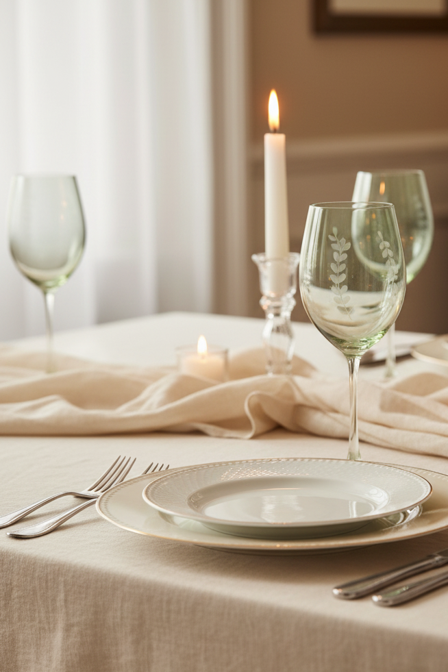 Leaf Garland Wine Glass - Green Glass