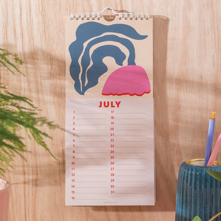 Les Fleurs birthday calendar by Good Tuesday, a stylish perpetual calendar with floral design from Cornucopia Home and Gift.
