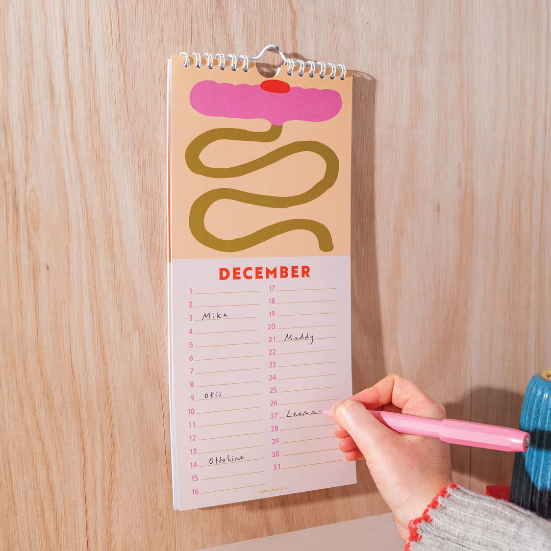 Les Fleurs birthday calendar by Good Tuesday, featuring detailed floral design and space to mark important dates.