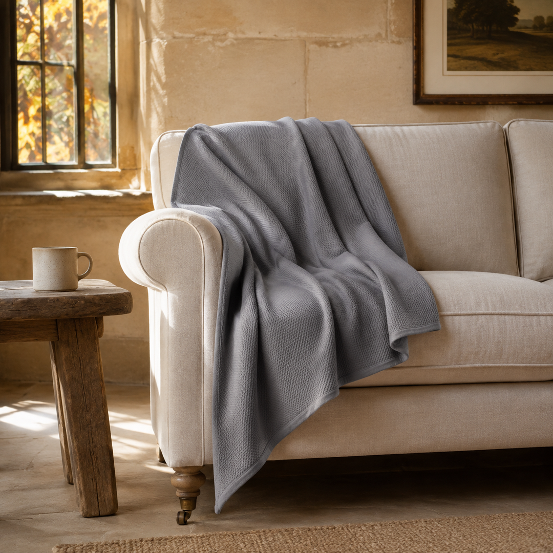 Light Blue Waffle Throw