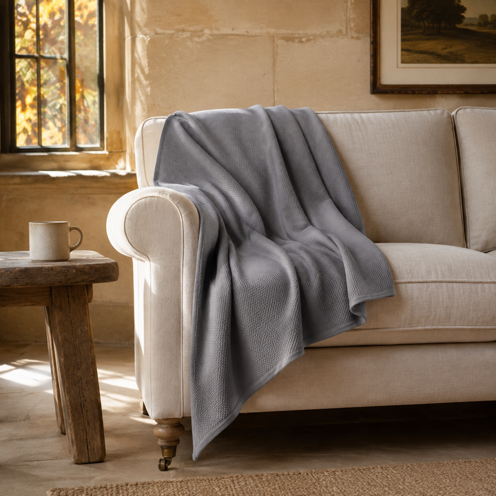 Light Blue Waffle Throw