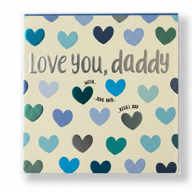 Love You Daddy Blue Hearts Card