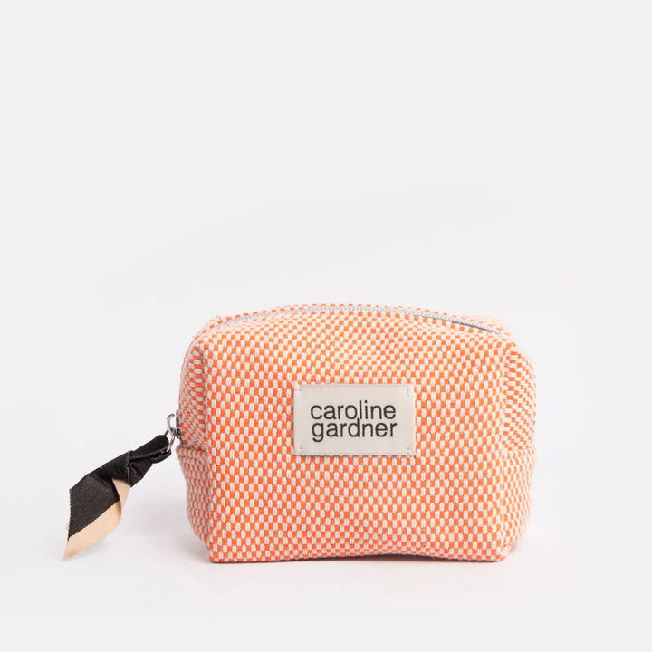 Caroline Gardner Orange Woven Mini Cube Cosmetic Bag