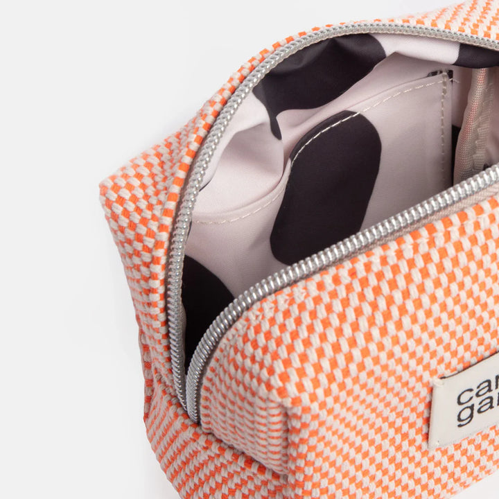 Caroline Gardner Orange Woven Mini Cube Cosmetic Bag