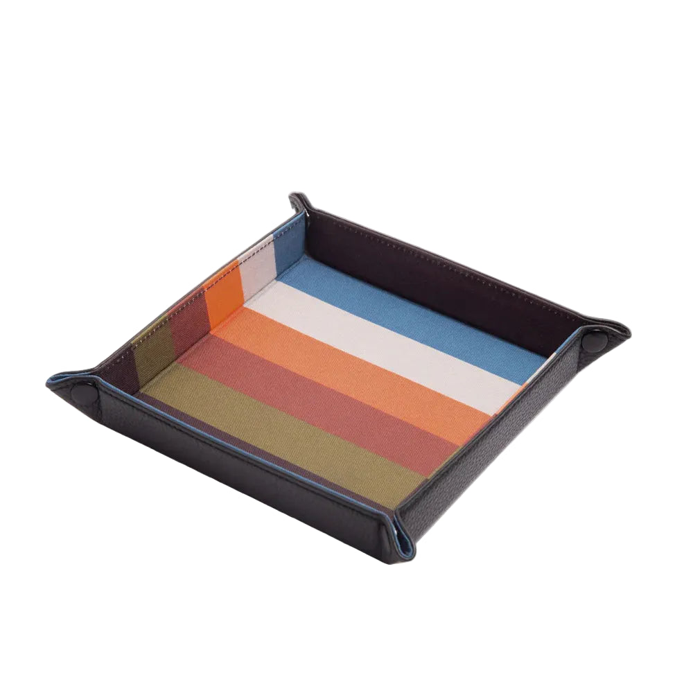 Caroline Gardner striped catch-all tray with colorful pattern, perfect for organizing small items or as a decorative gift.