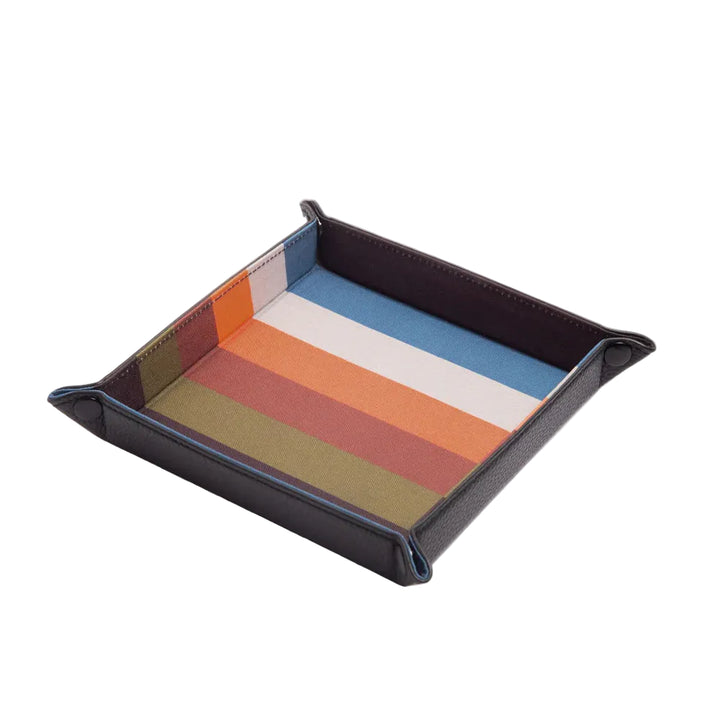 Caroline Gardner striped catch-all tray with colorful pattern, perfect for organizing small items or as a decorative gift.