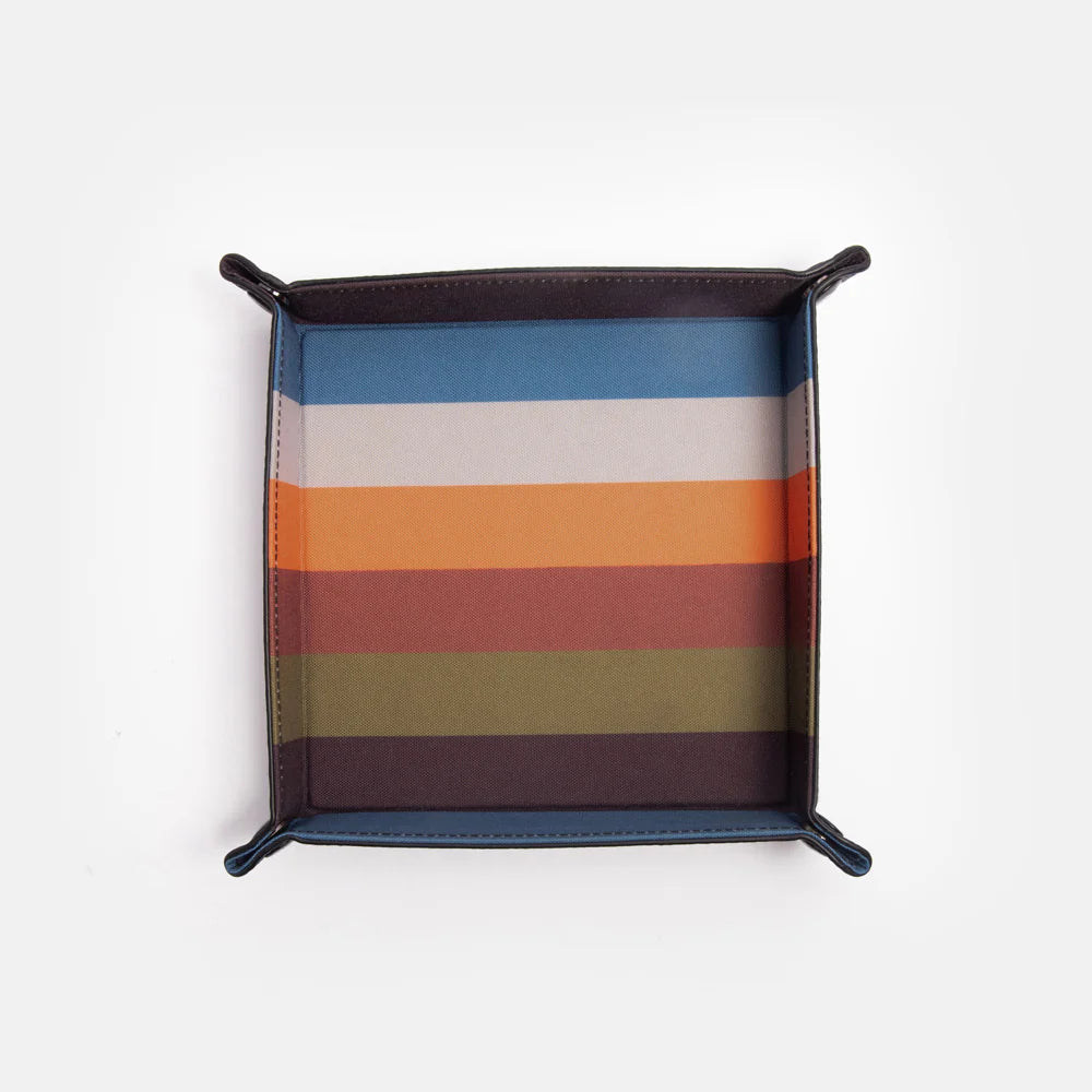 Caroline Gardner striped catch-all tray with colorful design, perfect for organizing keys and small accessories.