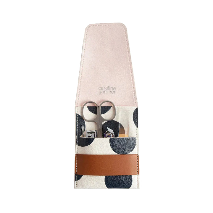 Caroline Gardner scattered dot manicure set with nail tools in a decorative gift box, perfect for beauty and self-care.
