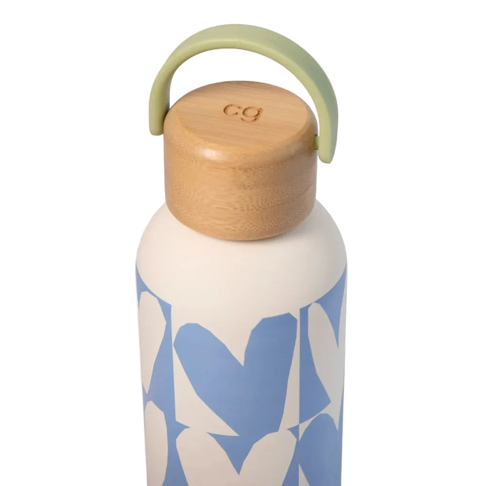 Blue Checkmate Hearts Metal Water Bottle