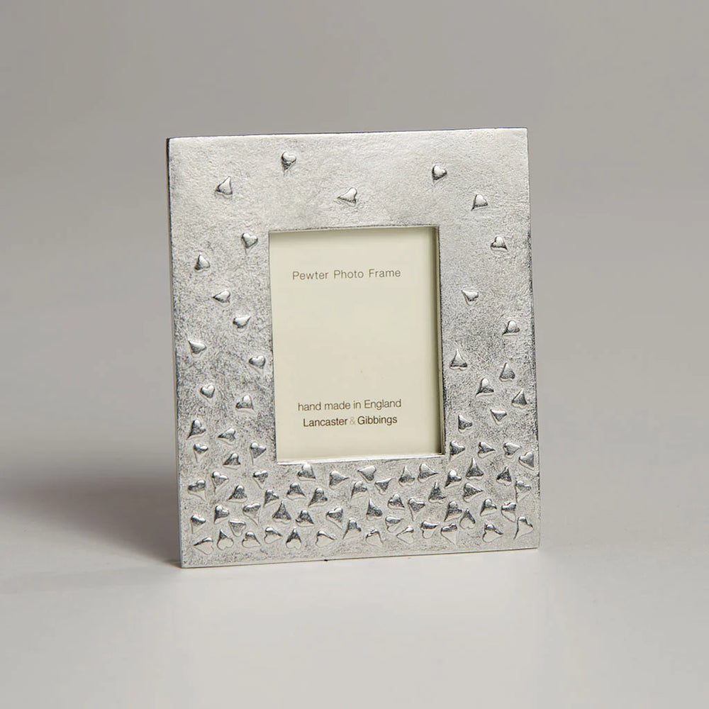 Lancaster and Gibbings handmade medium floating hearts mini photo frame by Cornucopia Home and Gift, with decorative floating heart design.