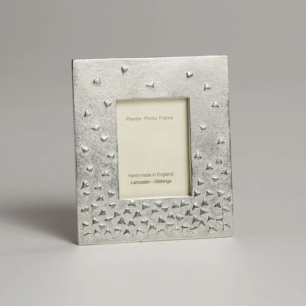 Lancaster and Gibbings handmade medium floating hearts mini photo frame by Cornucopia Home and Gift, with decorative floating heart design.