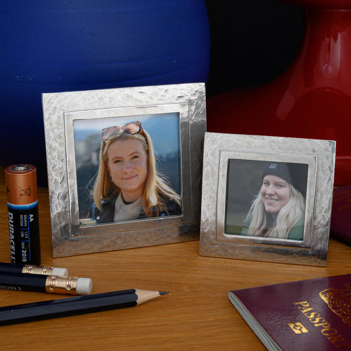 Handmade large Thurlestone mini photo frame by Lancaster and Gibbings, from Cornucopia Home and Gift, with a decorative border and glass front.
