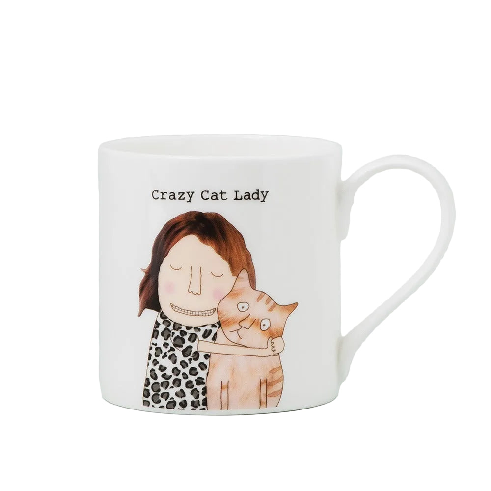 Rosie Made a Thing Crazy Cat Lady mug with cat illustrations, perfect for cat lovers, from Cornucopia Home and Gift.