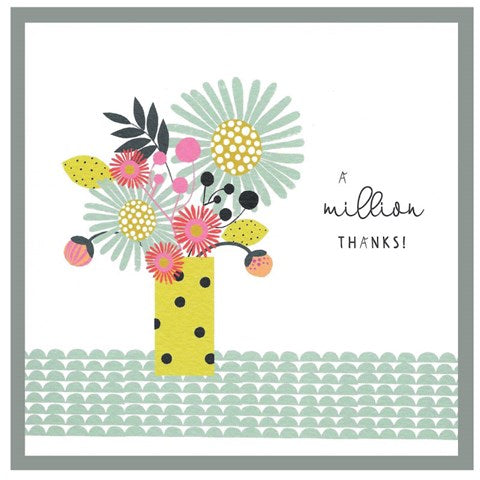 Cinnamon Aitch "Thank You - A Million Thanks" card with elegant design, perfect for expressing gratitude, by Cornucopia Home and Gift.