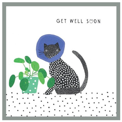 Cinnamon Aitch Get Well Soon Cat decorative ceramic figurine by Cornucopia Home and Gift, featuring a charming feline with a cheerful message