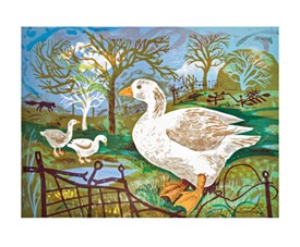 Orchard Goose Art Card from Art Angels collection by Cornucopia Home and Gift, featuring a detailed illustration of a goose in an orchard scene.