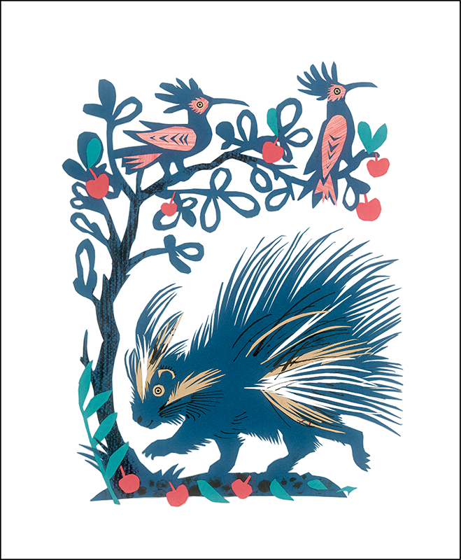 Porcupine art card from Art Angels by Cornucopia Home and Gift featuring a detailed illustration of a porcupine.