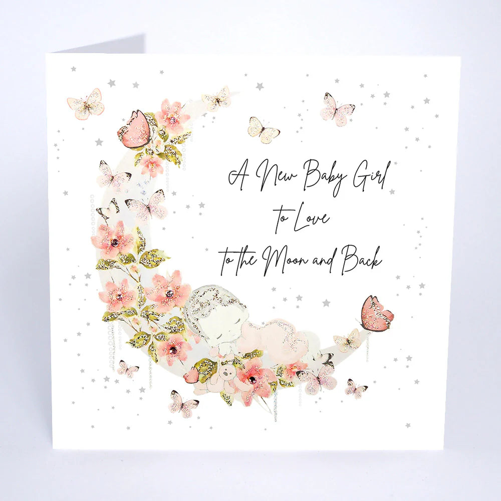New baby girl card from Five Dollar Shake by Cornucopia Home and Gift, featuring cute, colorful design for celebrating a new arrival.