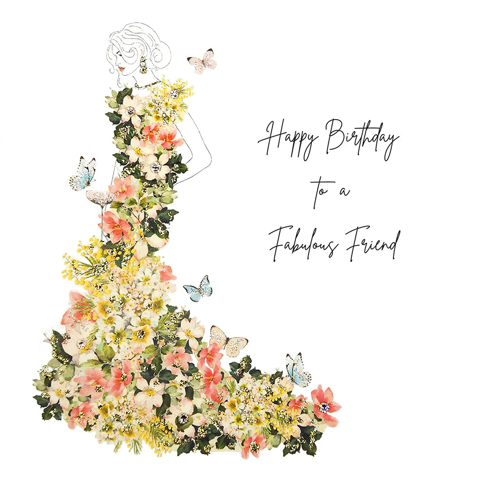 Fabulous Friend Birthday Card from Five Dollar Shake by Cornucopia Home and Gift, featuring colorful floral design and cheerful message.