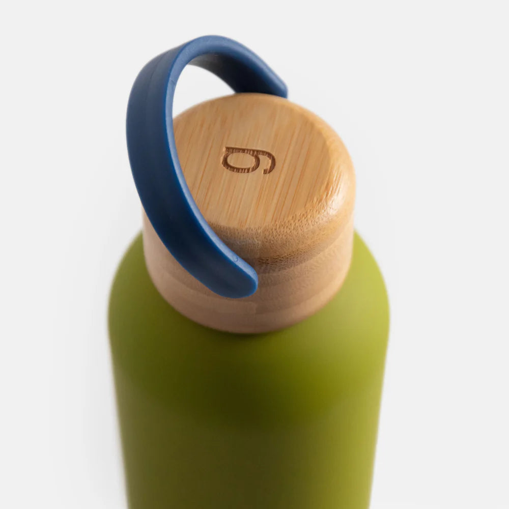 Green metal water bottle with Caroline Gardner floral design, ideal as a Caroline Gardner gift from Cornucopia Home and Gift.