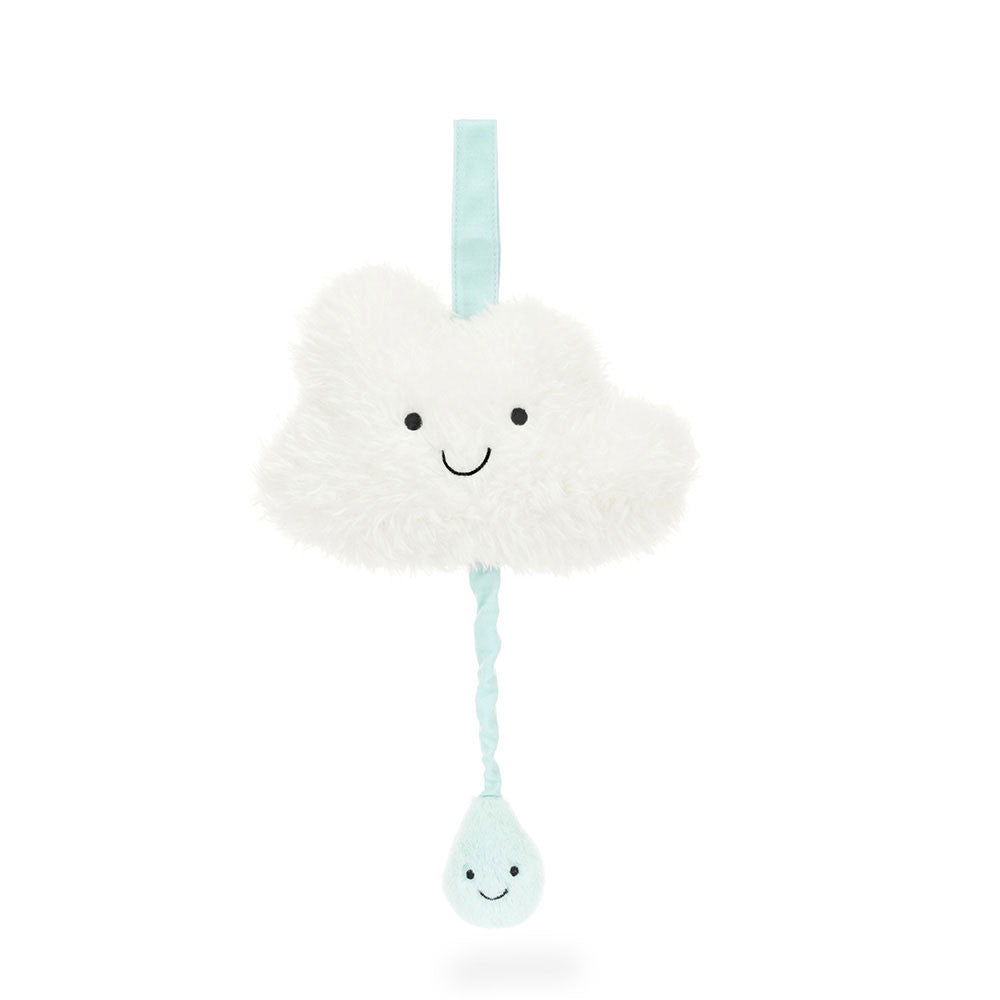 Jellycat Amuseables Cloud musical pull toy with soft plush fabric and embroidered features, ideal for infants and toddlers.