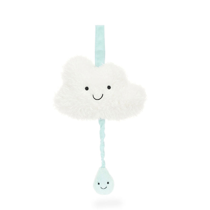 Jellycat Amuseables Cloud musical pull toy with soft plush fabric and embroidered features, ideal for infants and toddlers.