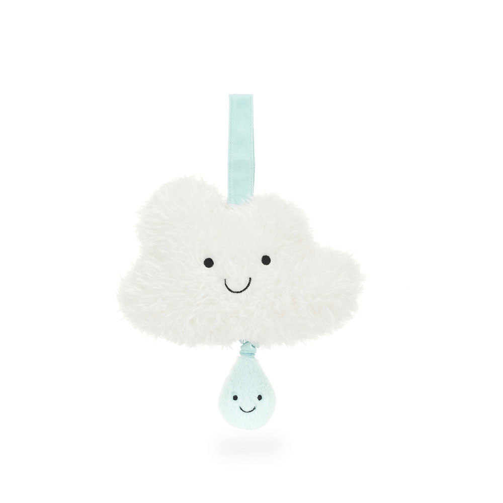 Jellycat Amuseables Cloud musical pull toy with soft plush fabric and a smiling cloud design, perfect for babies and toddlers.