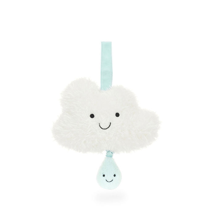 Jellycat Amuseables Cloud musical pull toy with soft plush fabric and a smiling cloud design, perfect for babies and toddlers.