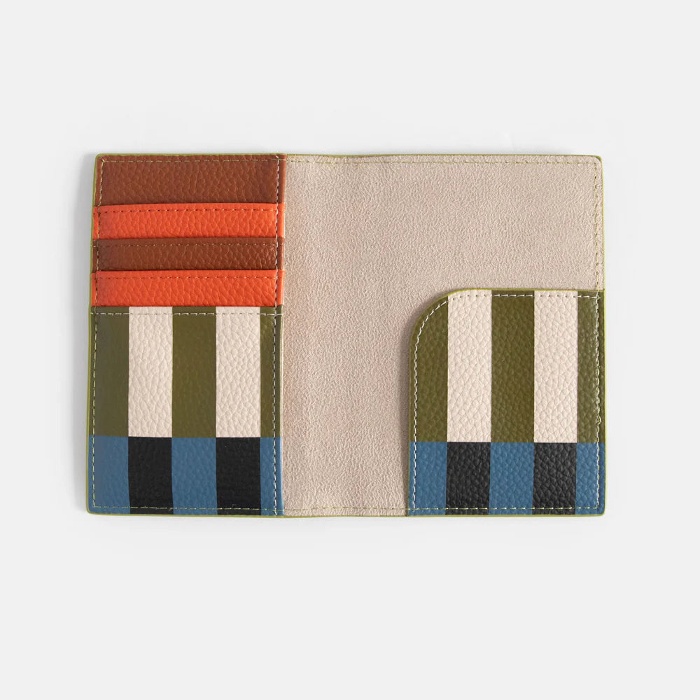 Caroline Gardner green embossed passport holder, stylish travel accessory with textured design, perfect for organizing passports.