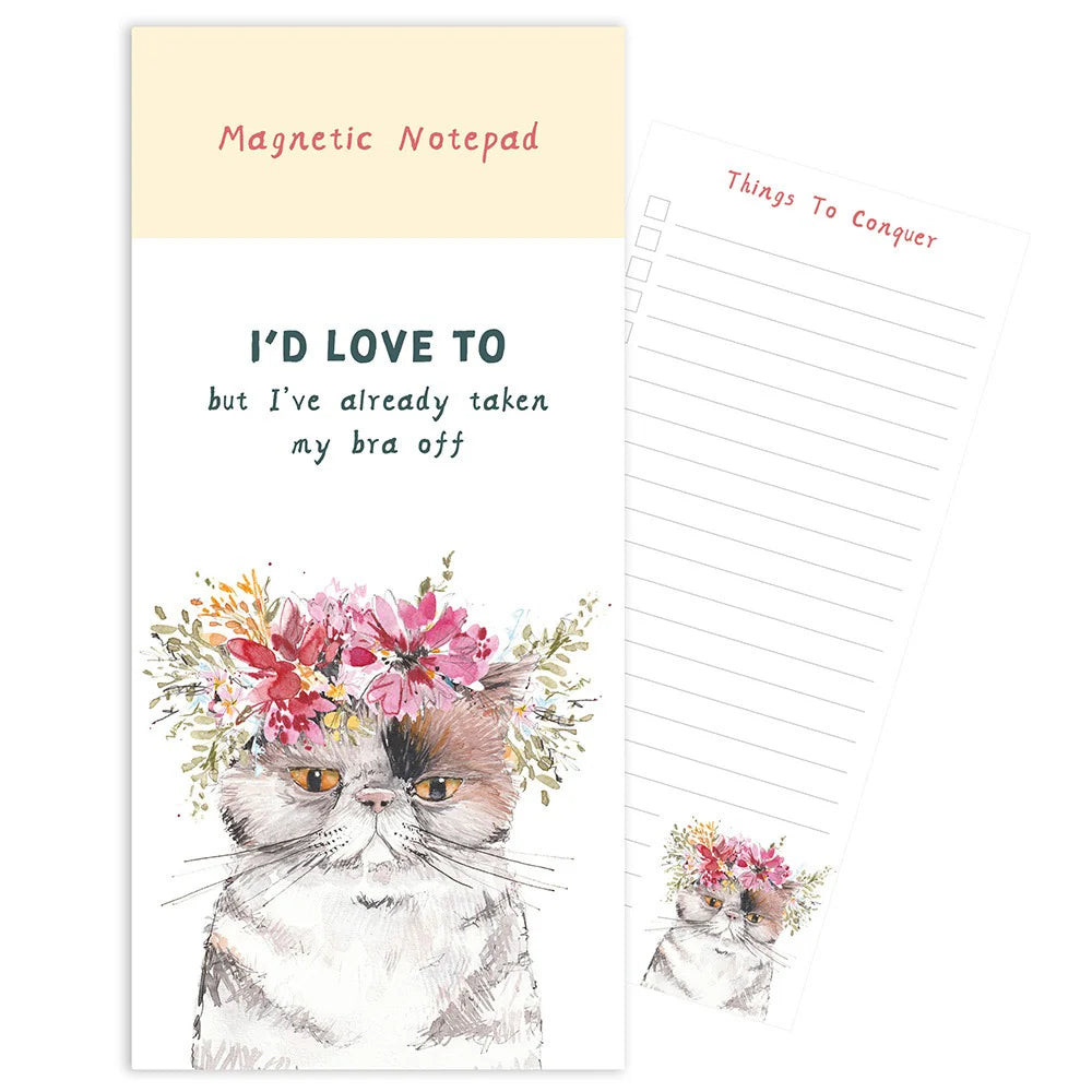 Magnetic notepad titled "Bra Off" by Rosie Made a Thing, featuring a playful design on a white background.
