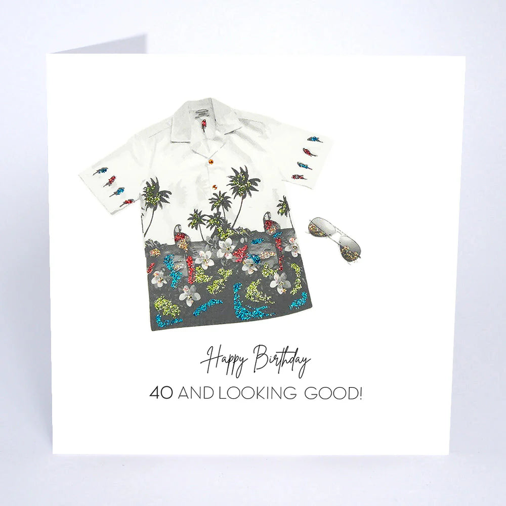 Fourty and Looking Good Birthday Card by Five Dollar Shake, featuring colorful birthday design from Cornucopia Home and Gift.