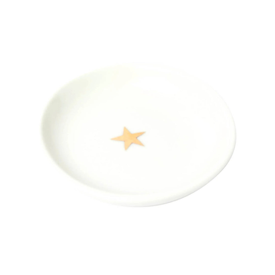 Gold star mini trinket dish from Cornucopia Home and Gift, perfect as a belly button Christmas gift, featuring a shiny gold finish.
