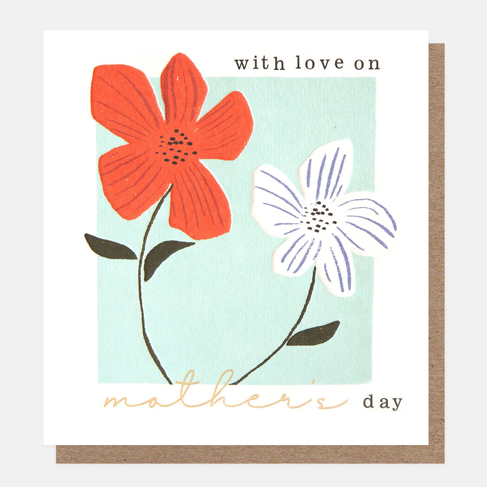 Colorful flowers on blue Mother&