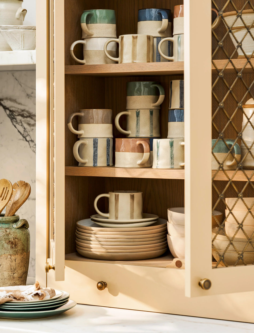 Woolstone Striped Mugs - Rosemary (Set of 2)